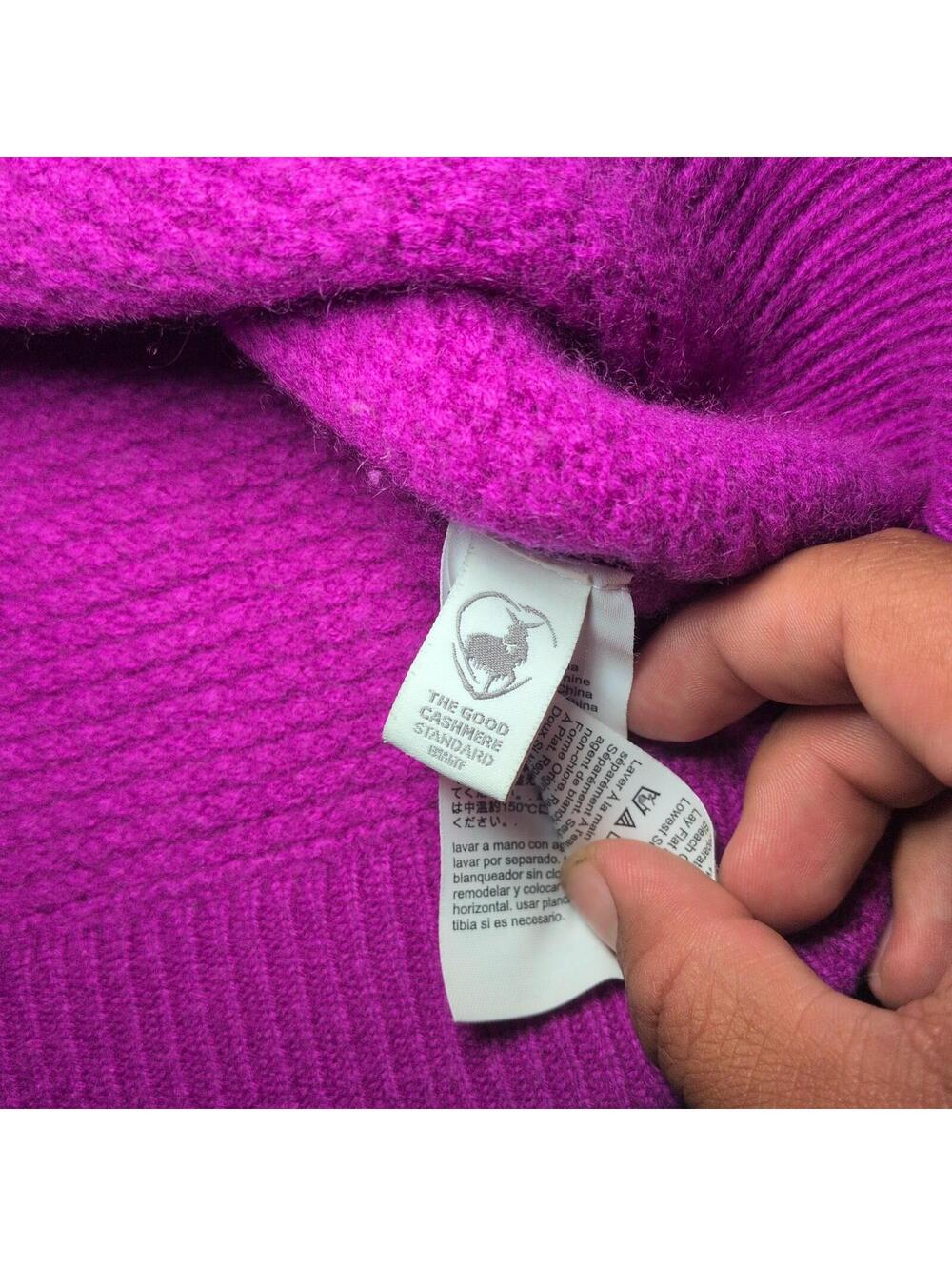 J Crew Waffle Knit Sweater 100% Cashmere Womens Size Medium Purple Grey Striped - Picture 6 of 7